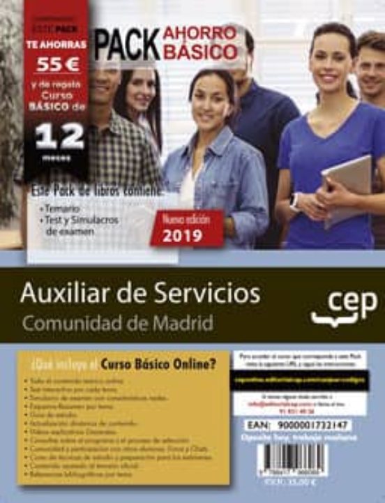 Descargar gratis ebook PACK BÁSICO. AUXILIAR DE SERVICIOS (PERSONAL LABORAL). COMUNIDAD DE MADRID (INCLUYE TEMARIO, TEST Y SIMULACROS DE EXAMEN + CURSO BÁSICO VALORADO EN 45¤) en epub